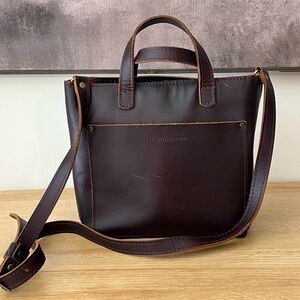 Portland Leather Goods Mini Crossbody Tote in Grizzly